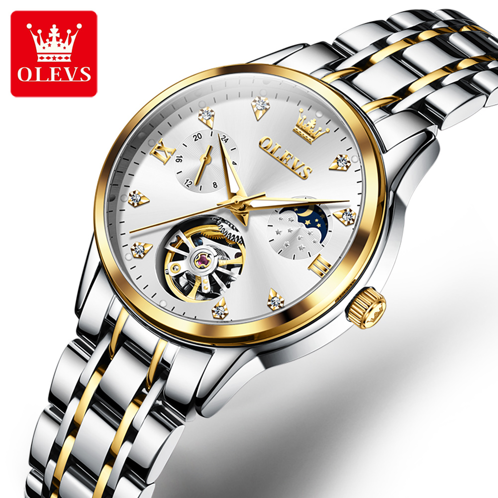 Skeleton Mechanical Watch - ساعة يد نسائية أوتوماتيكية OLEVS 6608
