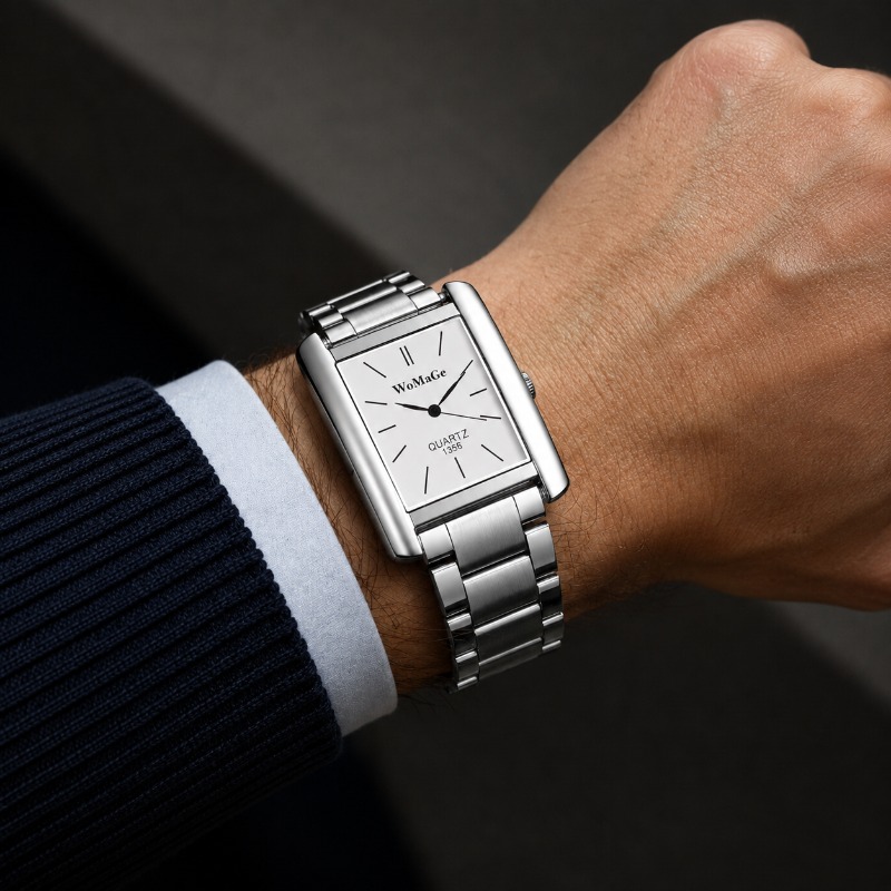 Smartwatch Casual Watches For Men - ساعة رجالية أنيقة بتصميم مربع، سوار