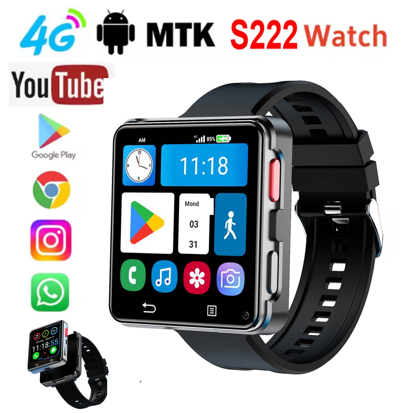 Watch Smartwatch - ساعة ذكية S222 تدعم بطاقة SIM