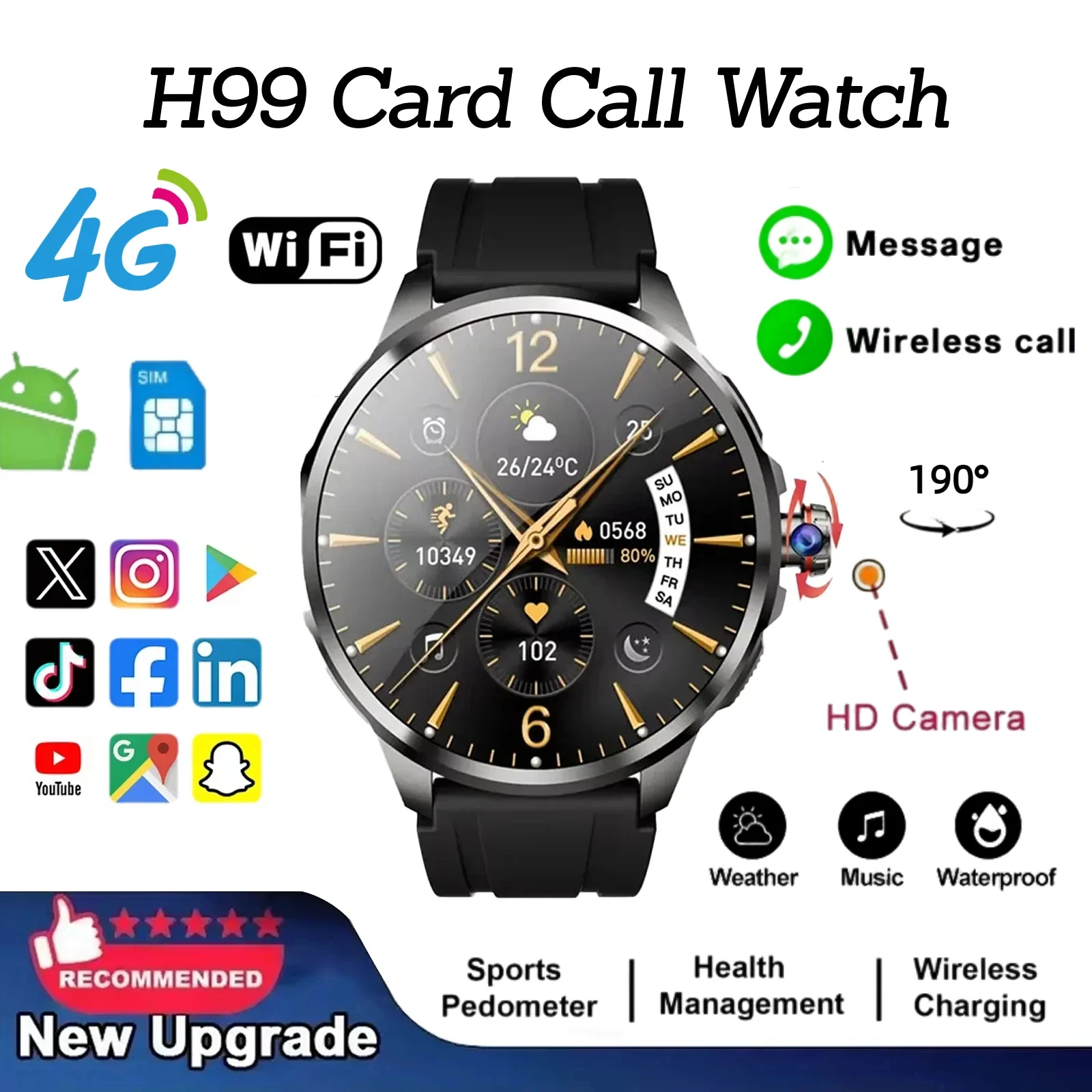 French Connection Watches Smartwatch App - ساعة ذكية H99 بتقنية 4G/5G LTE،