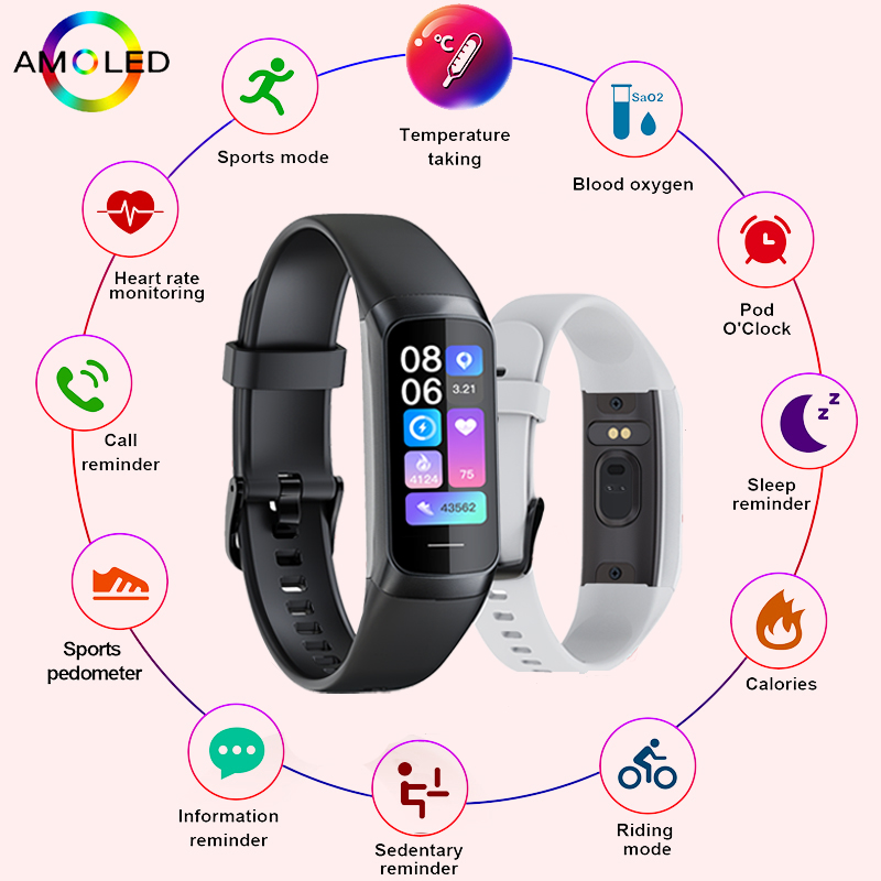 Smartwatch Health Watches For Women - LIGE 1.1 بوصة Amoled مراقب معدل