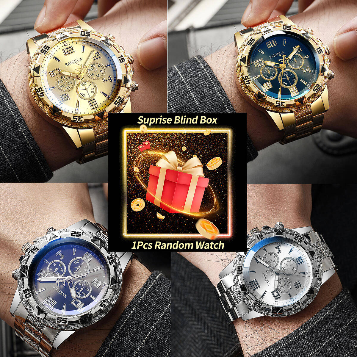 Analog Quartz Watch - 1 قطعة ساعة سر مفاجأة صندوق