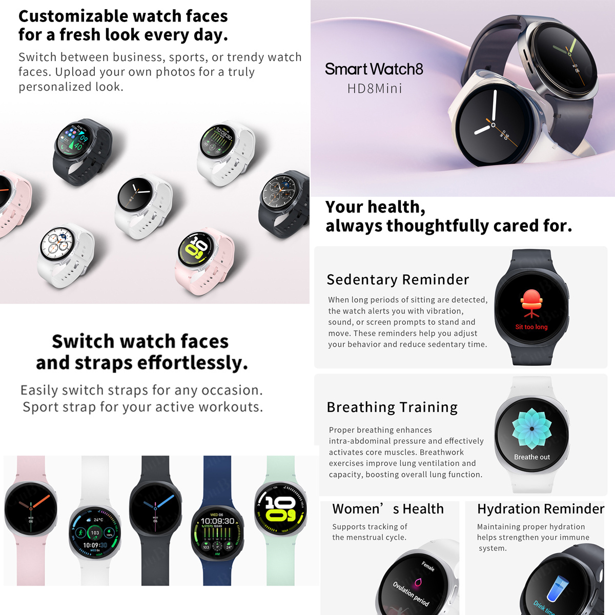 ساعات ذكية جديدة 2026 طراز 8 م - مراجعة Smartwatch Health Watches For Women وسعره