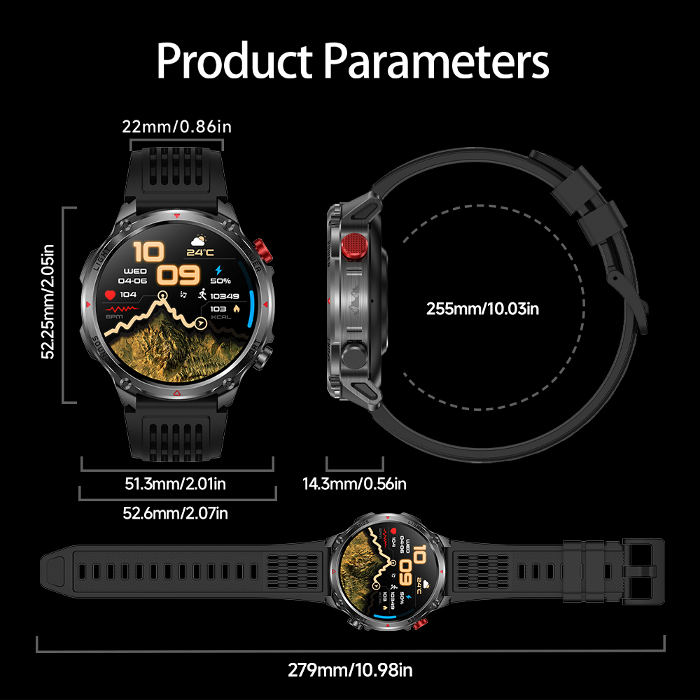 ساعة ذكية HT45 GPS - بطارية طو - مراجعة Heart Rate Gps Watch وسعره