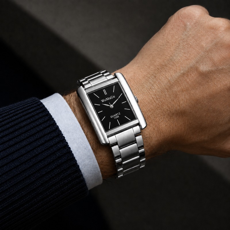ساعة رجالية أنيقة بتصميم مربع، - مراجعة Smartwatch Casual Watches For Men وسعره