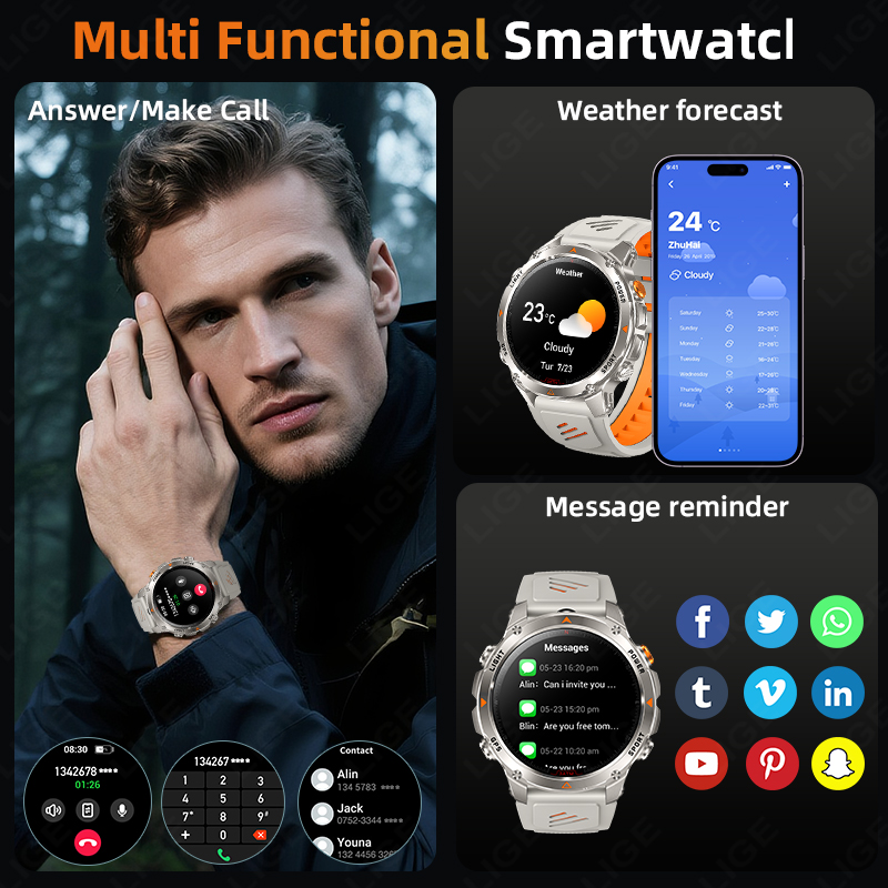 LIGE وعرة لتحديد المواقع المسا - مراجعة Watch Smartwatch وسعره