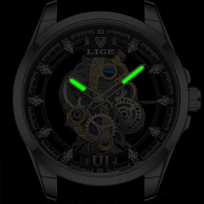 ساعات يد رجالية فاخرة من LIGE  - مراجعة Skeleton Mechanical Watch وسعره